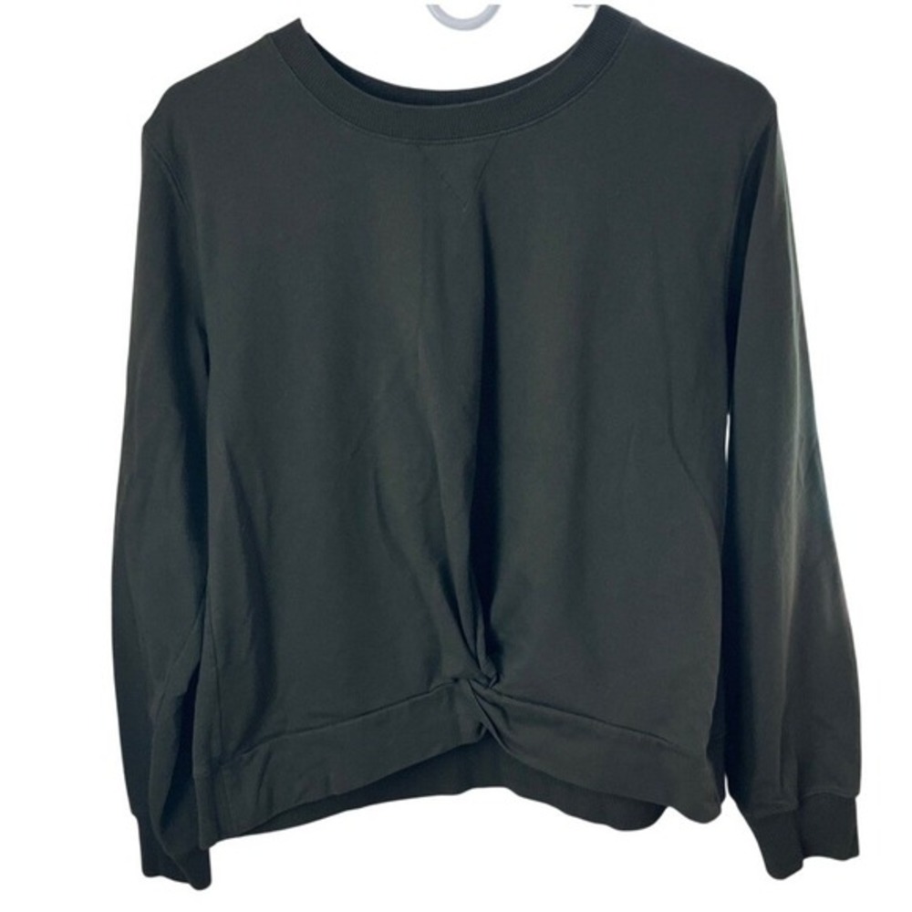 Michael Kors Womens Olive Green Twist Front Long‎ Sleeve Sweatshirt Large